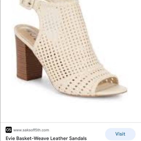 Sam Edelman Ivory heel sandal size 8, basket weave leather upper. Chunky heel - Picture 1 of 11